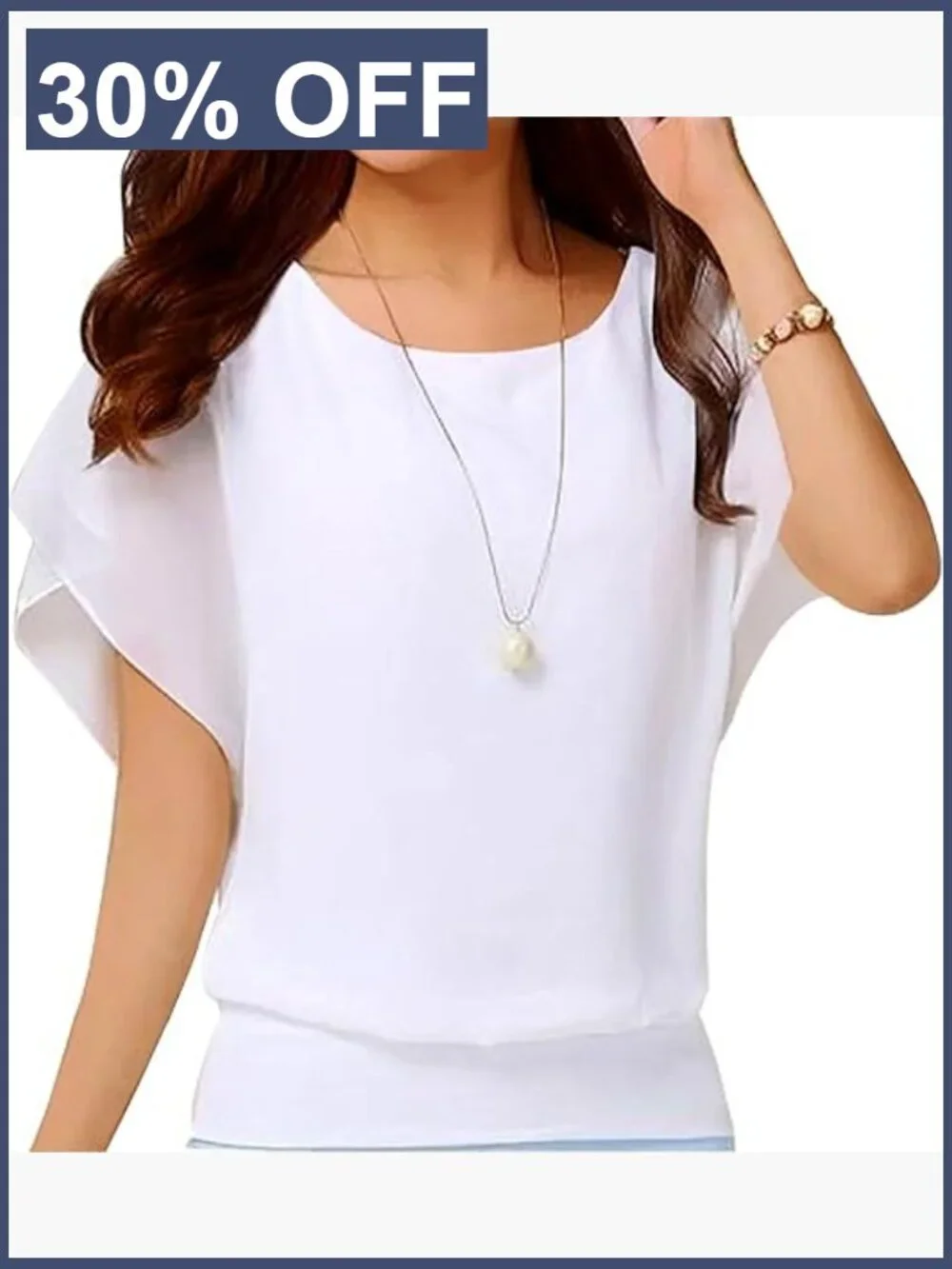 Plus Size Loose Casual Chiffon Blouse Short Sleeve Tunic Top T-Shirt